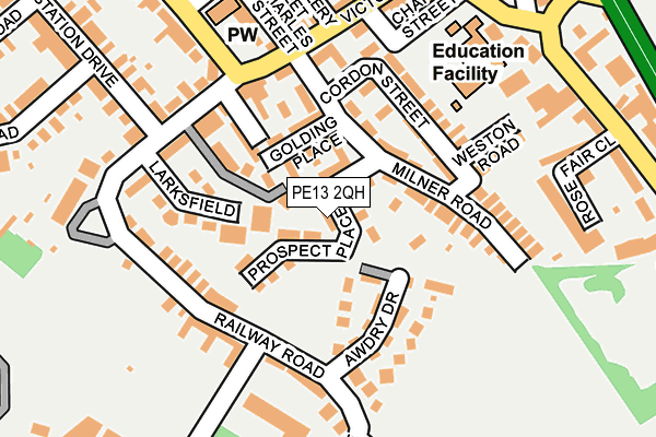 PE13 2QH map - OS OpenMap – Local (Ordnance Survey)