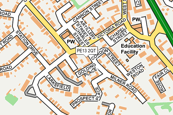 PE13 2QT map - OS OpenMap – Local (Ordnance Survey)