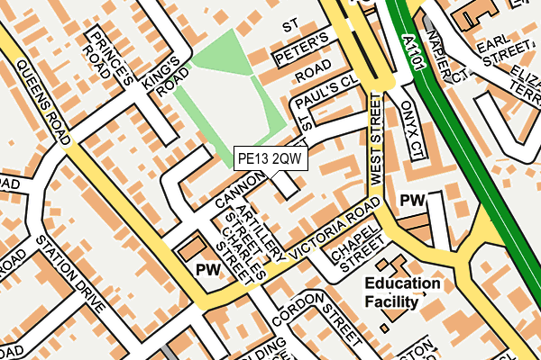 PE13 2QW map - OS OpenMap – Local (Ordnance Survey)