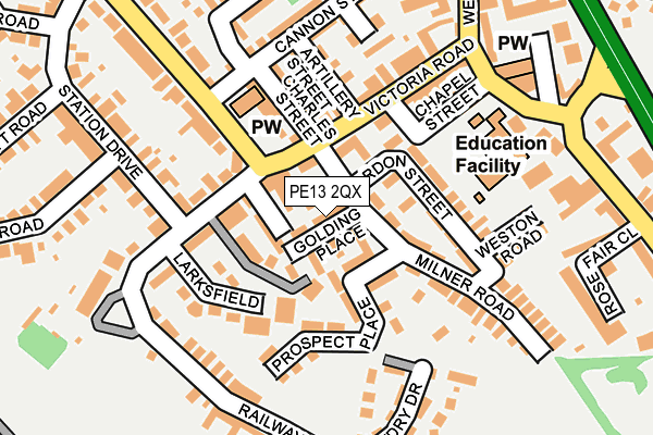 PE13 2QX map - OS OpenMap – Local (Ordnance Survey)
