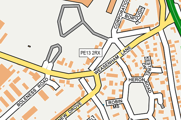 PE13 2RX map - OS OpenMap – Local (Ordnance Survey)