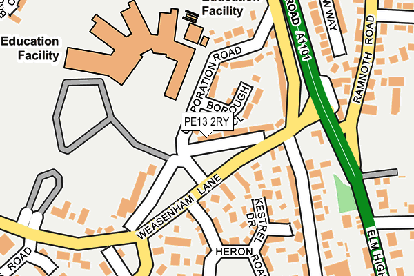 PE13 2RY map - OS OpenMap – Local (Ordnance Survey)