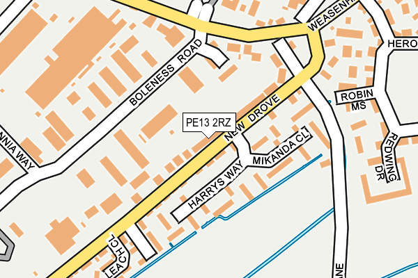 PE13 2RZ map - OS OpenMap – Local (Ordnance Survey)