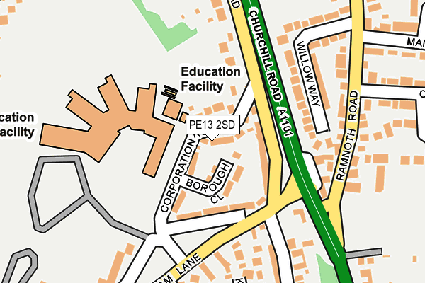 PE13 2SD map - OS OpenMap – Local (Ordnance Survey)