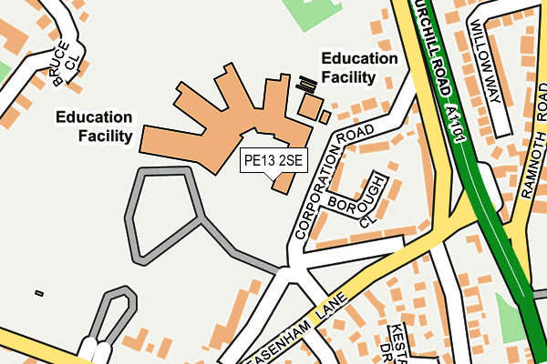 PE13 2SE map - OS OpenMap – Local (Ordnance Survey)
