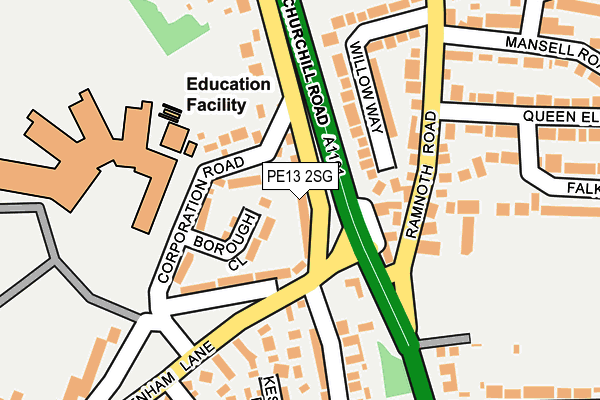 PE13 2SG map - OS OpenMap – Local (Ordnance Survey)