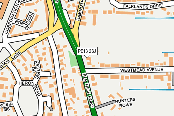 PE13 2SJ map - OS OpenMap – Local (Ordnance Survey)