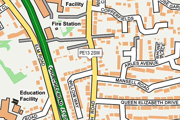 PE13 2SW map - OS OpenMap – Local (Ordnance Survey)