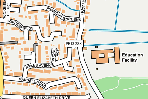 PE13 2SX map - OS OpenMap – Local (Ordnance Survey)