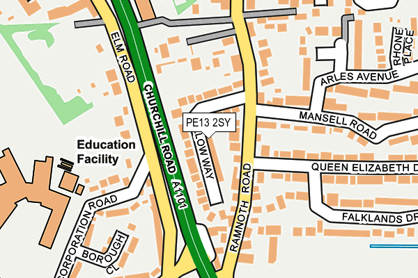 PE13 2SY map - OS OpenMap – Local (Ordnance Survey)