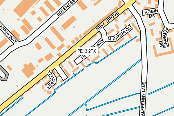 PE13 2TX map - OS OpenMap – Local (Ordnance Survey)
