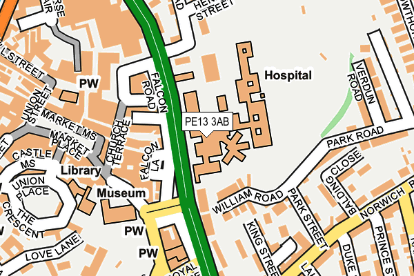 PE13 3AB map - OS OpenMap – Local (Ordnance Survey)