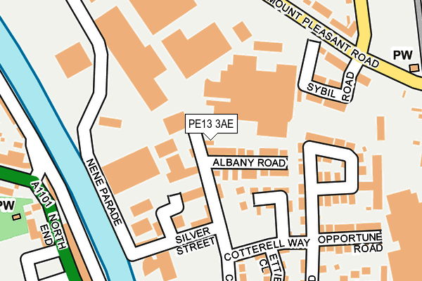 PE13 3AE map - OS OpenMap – Local (Ordnance Survey)