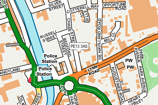 PE13 3AS map - OS OpenMap – Local (Ordnance Survey)