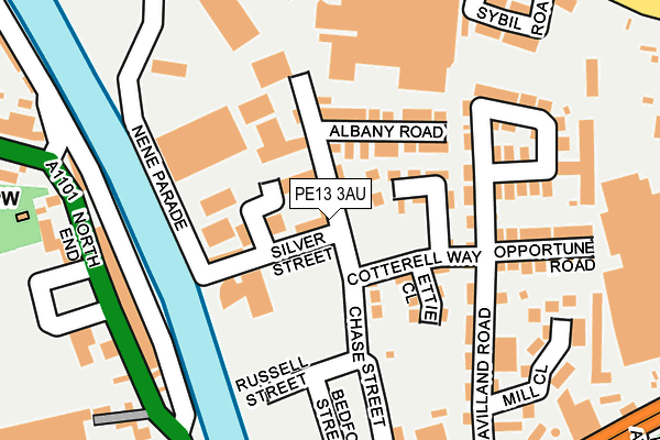 PE13 3AU map - OS OpenMap – Local (Ordnance Survey)