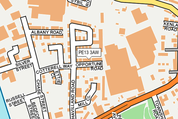 PE13 3AW map - OS OpenMap – Local (Ordnance Survey)