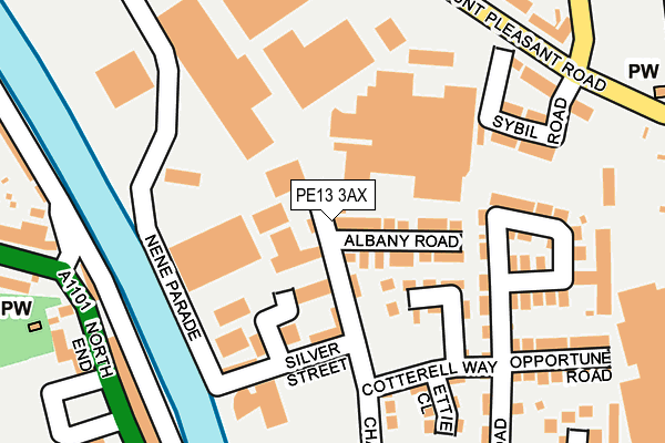 PE13 3AX map - OS OpenMap – Local (Ordnance Survey)