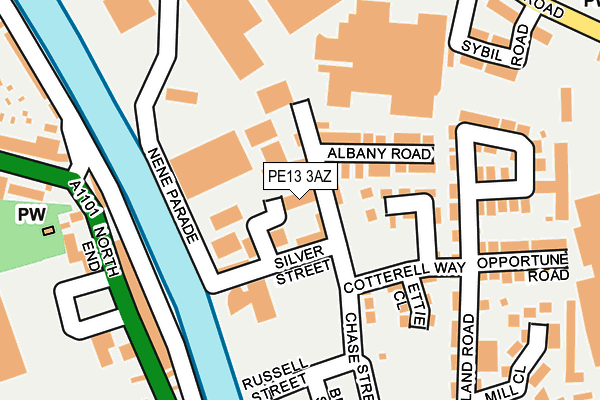 PE13 3AZ map - OS OpenMap – Local (Ordnance Survey)