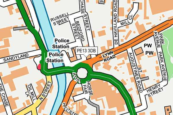 PE13 3DB map - OS OpenMap – Local (Ordnance Survey)