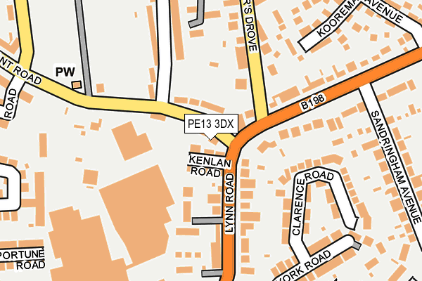 PE13 3DX map - OS OpenMap – Local (Ordnance Survey)