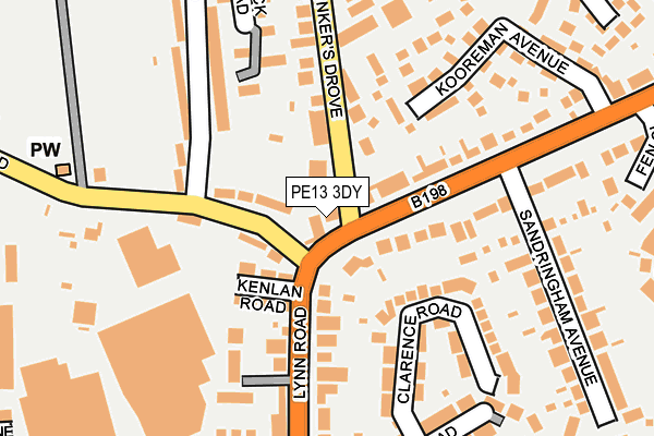 PE13 3DY map - OS OpenMap – Local (Ordnance Survey)