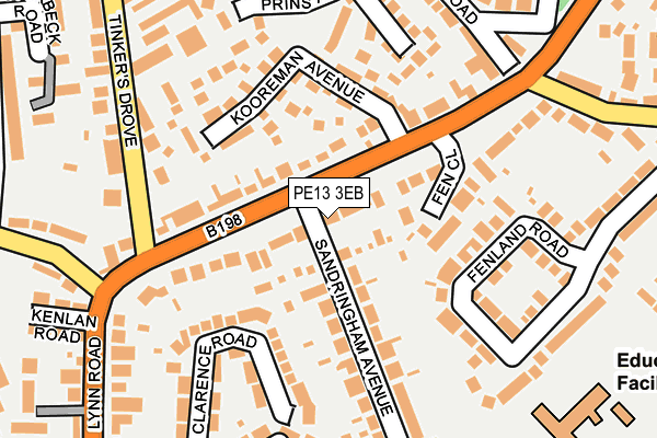 PE13 3EB map - OS OpenMap – Local (Ordnance Survey)
