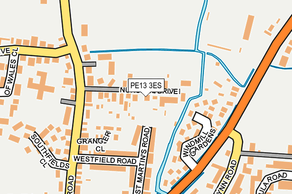 PE13 3ES map - OS OpenMap – Local (Ordnance Survey)