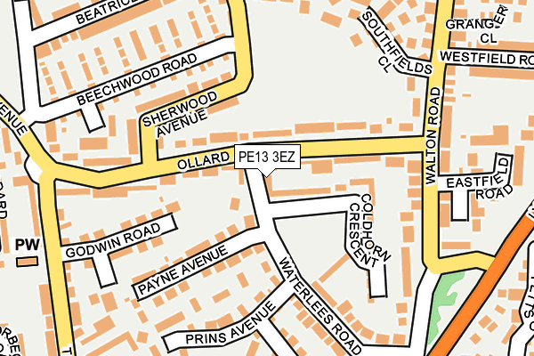PE13 3EZ map - OS OpenMap – Local (Ordnance Survey)
