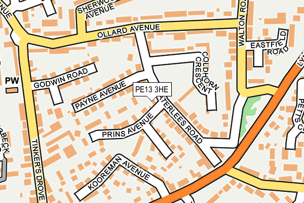 PE13 3HE map - OS OpenMap – Local (Ordnance Survey)