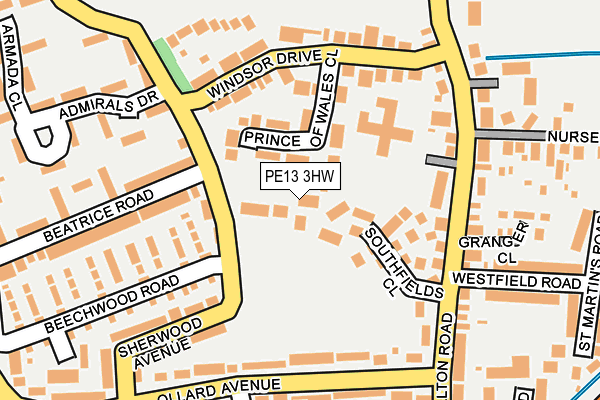 PE13 3HW map - OS OpenMap – Local (Ordnance Survey)