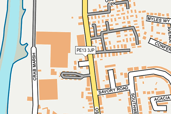 PE13 3JP map - OS OpenMap – Local (Ordnance Survey)
