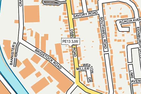 PE13 3JW map - OS OpenMap – Local (Ordnance Survey)