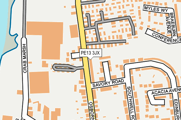 PE13 3JX map - OS OpenMap – Local (Ordnance Survey)