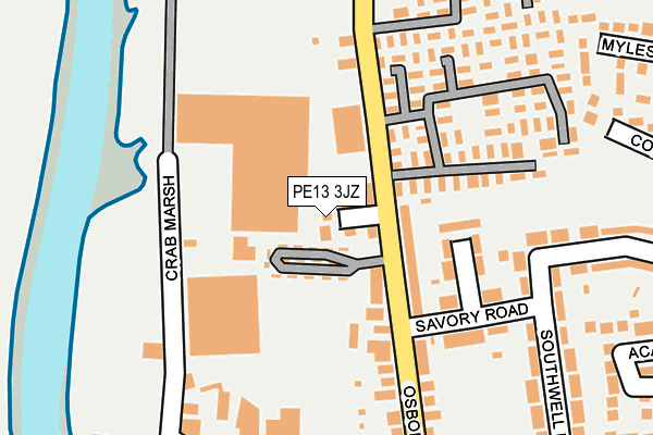 PE13 3JZ map - OS OpenMap – Local (Ordnance Survey)