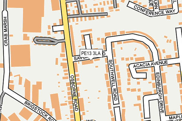 PE13 3LA map - OS OpenMap – Local (Ordnance Survey)