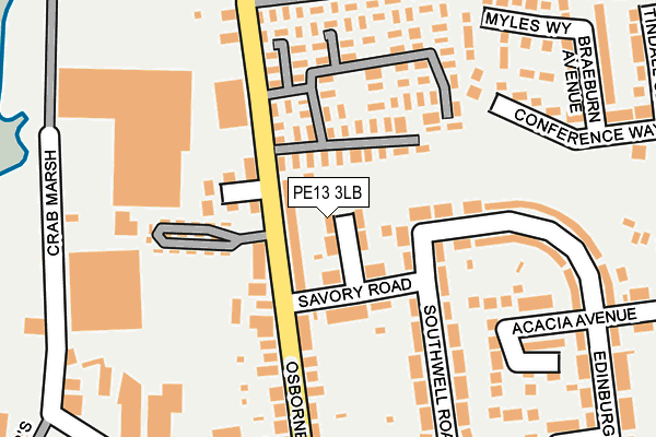 PE13 3LB map - OS OpenMap – Local (Ordnance Survey)