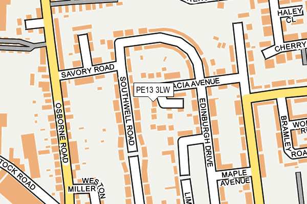 PE13 3LW map - OS OpenMap – Local (Ordnance Survey)