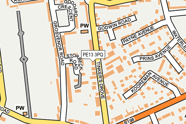 PE13 3PQ map - OS OpenMap – Local (Ordnance Survey)