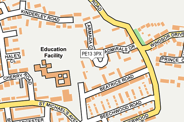 PE13 3PX map - OS OpenMap – Local (Ordnance Survey)