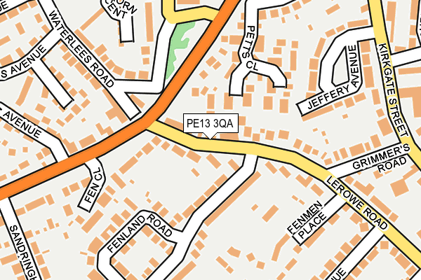 PE13 3QA map - OS OpenMap – Local (Ordnance Survey)