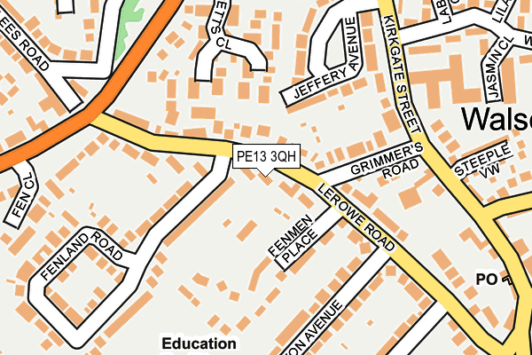 PE13 3QH map - OS OpenMap – Local (Ordnance Survey)