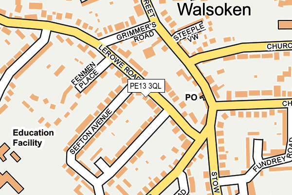 PE13 3QL map - OS OpenMap – Local (Ordnance Survey)