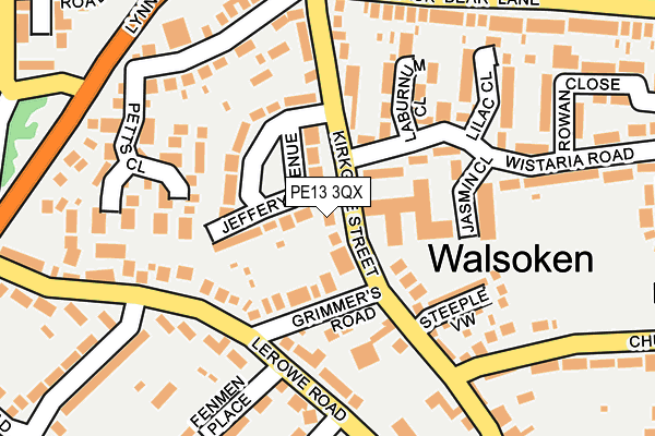 PE13 3QX map - OS OpenMap – Local (Ordnance Survey)