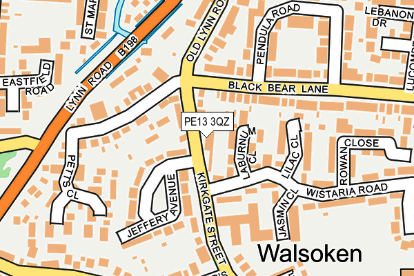 PE13 3QZ map - OS OpenMap – Local (Ordnance Survey)