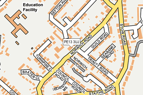 PE13 3UJ map - OS OpenMap – Local (Ordnance Survey)