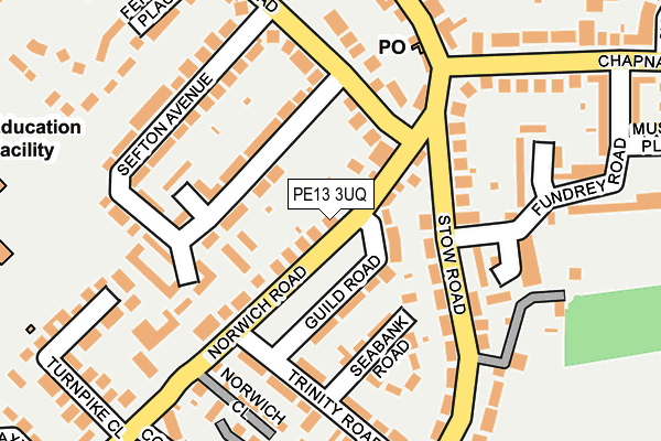 PE13 3UQ map - OS OpenMap – Local (Ordnance Survey)