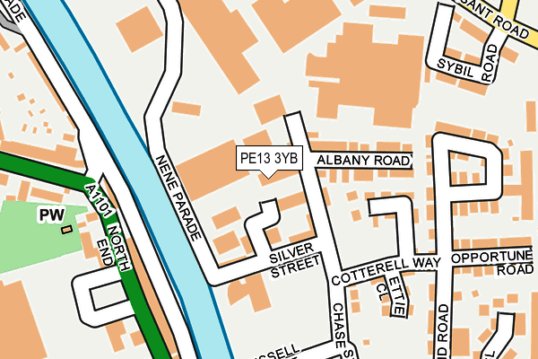 PE13 3YB map - OS OpenMap – Local (Ordnance Survey)
