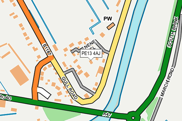 PE13 4AJ map - OS OpenMap – Local (Ordnance Survey)
