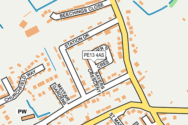 PE13 4AS map - OS OpenMap – Local (Ordnance Survey)
