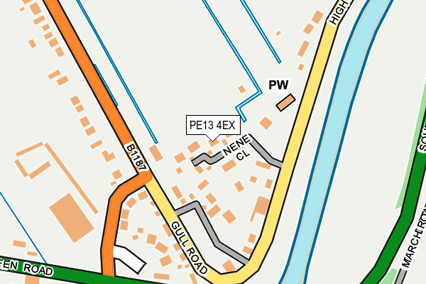 PE13 4EX map - OS OpenMap – Local (Ordnance Survey)